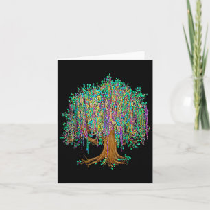Mardi Gras Tree Beads New Orleans 2025 Watercolor Card