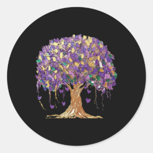 Mardi Gras Tree Beads New Orleans 2025 Watercolor Classic Round Sticker