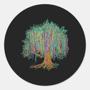 Mardi Gras Tree Beads New Orleans 2025 Watercolor  Classic Round Sticker