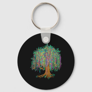 Mardi Gras Tree Beads New Orleans 2025 Watercolor  Keychain