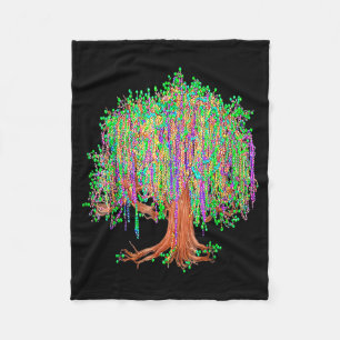Mardi Gras Tree Beads Orleans Illustration Fleece Blanket