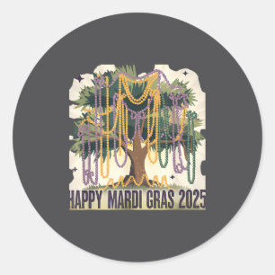 Mardi Gras Tree Carnival New 2024 For Women Valent Classic Round Sticker