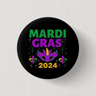 Mardi Gras Trucker Hat 1 Inch Round Button