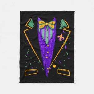 Mardi Gras Tuxedo Costume Funny Carnival Design Fleece Blanket