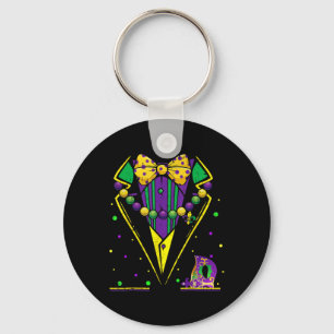 Mardi Gras Tuxedo Vest Party Suit Carnival Parade Keychain