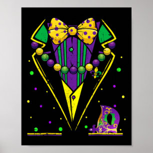 Mardi Gras Tuxedo Vest Party Suit Carnival Parade  Poster