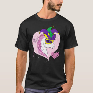 Mardi Gras Unicorn Cute Jester Carnival Masquerade T-Shirt