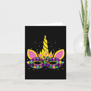 Mardi Gras Unicorn Jester Mask Outfit Toddlers Gir Card