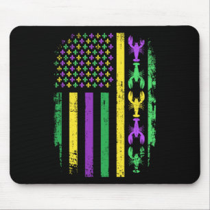 Mardi Gras Us American Flag With Crawfish New Orle Mouse Pad