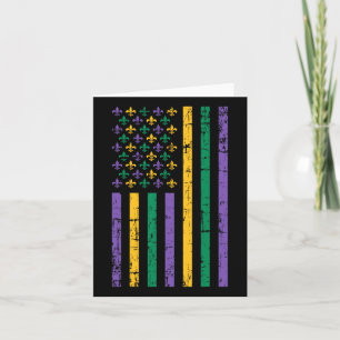 Mardi Gras Us Flag  Card