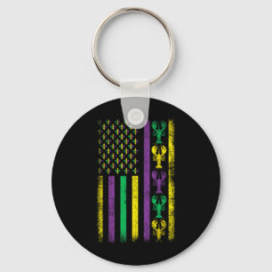 Mardi Gras Usa American Flag Crawfish Outfit Mardi Keychain