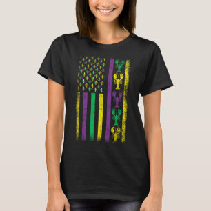 Mardi Gras Usa American Flag Crawfish Outfit Mardi T-Shirt