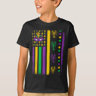 Mardi Gras Usa Flag Crawfish Mask Jeaster Hat Men  T-Shirt