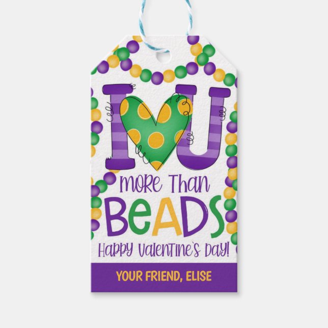 Mardi Gras Valentine Favour Tag (Front)