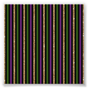 Mardi Gras Vertical Lines Golden Glitter NOLA Photo Print
