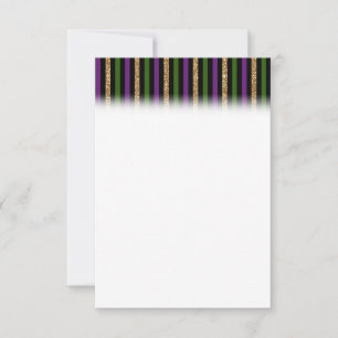 Mardi Gras Vertical Lines Golden Glitter NOLA Save The Date