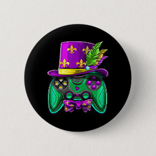 Mardi Gras Video Game Controller Jester Hat Costum 2 Inch Round Button