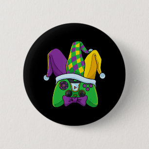Mardi Gras Video Game Controller Jester Hat Costum 2 Inch Round Button