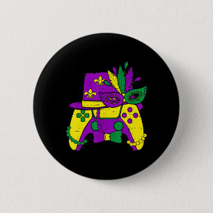 Mardi Gras Video Game Controller Jester Hat Costum 2 Inch Round Button