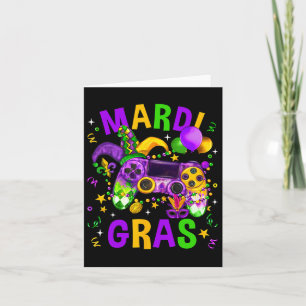 Mardi Gras Video Game Controller Jester Hat Costum Card