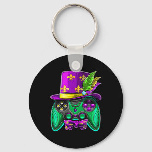 Mardi Gras Video Game Controller Jester Hat Costum Keychain