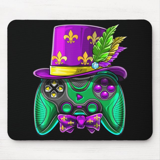 Mardi Gras Video Game Controller Jester Hat Costum Mouse Pad (Front)