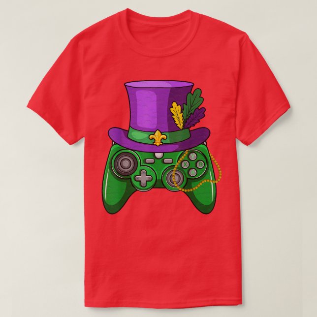 Mardi Gras Video Game Controller Jester Hat Costum T-Shirt (Design Front)