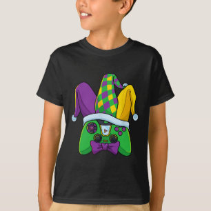 Mardi Gras Video Game Controller Jester Hat Costum T-Shirt