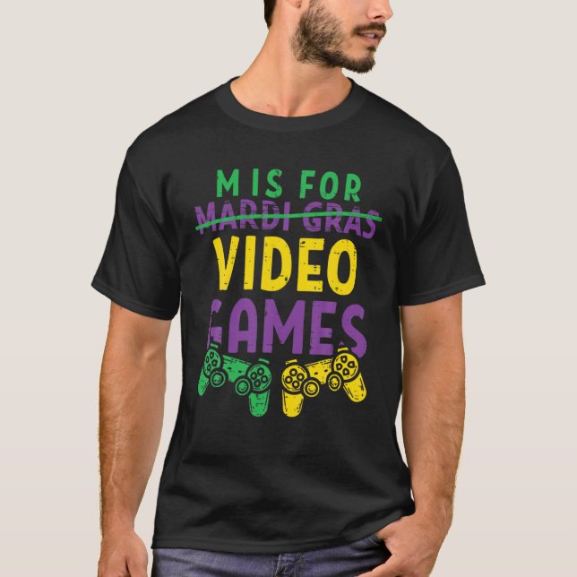 Mardi Gras Video Game Controller Jester Hat Costum T-Shirt (Front)