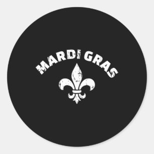 Mardi Gras Vintage Fleur De Lis Classic Round Sticker