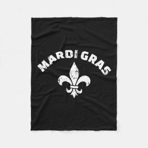 Mardi Gras Vintage Fleur De Lis Fleece Blanket