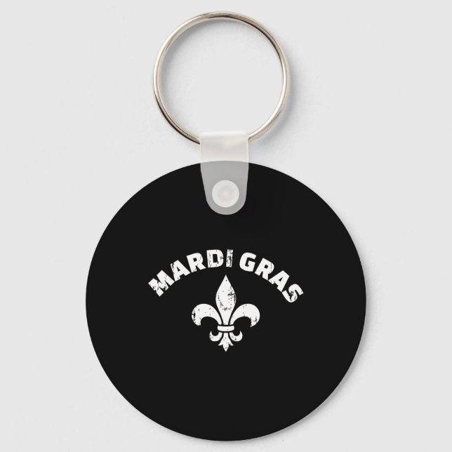 Mardi Gras Vintage Fleur De Lis  Keychain (Front)