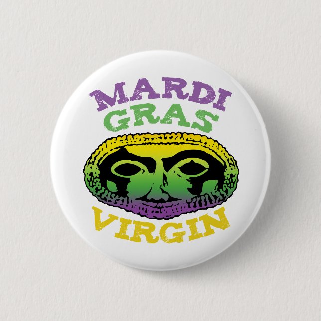 Mardi Gras Virgin 2 Inch Round Button (Front)