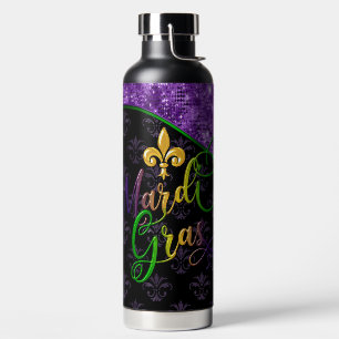 Mardi Gras Water Bottle, Mardi Gras Purple Glitter Bottle