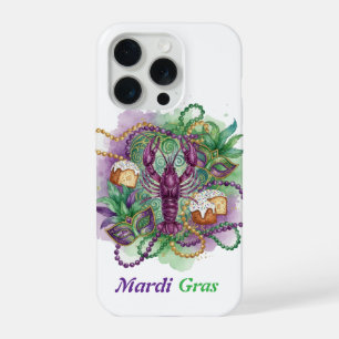 Mardi Gras Watercolor Celebration  iPhone 15 Pro Case