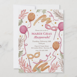 Mardi Gras Watercolor Invitation
