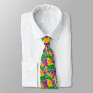 Mardi Gras Watercolor Pointillize Camouflage Tie
