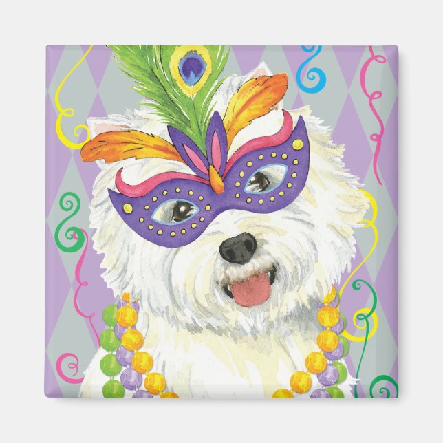Mardi Gras Westie Magnet (Front)