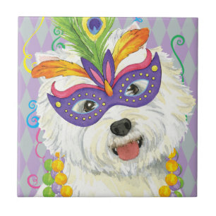 Mardi Gras Westie Tile