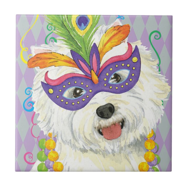 Mardi Gras Westie Tile (Front)