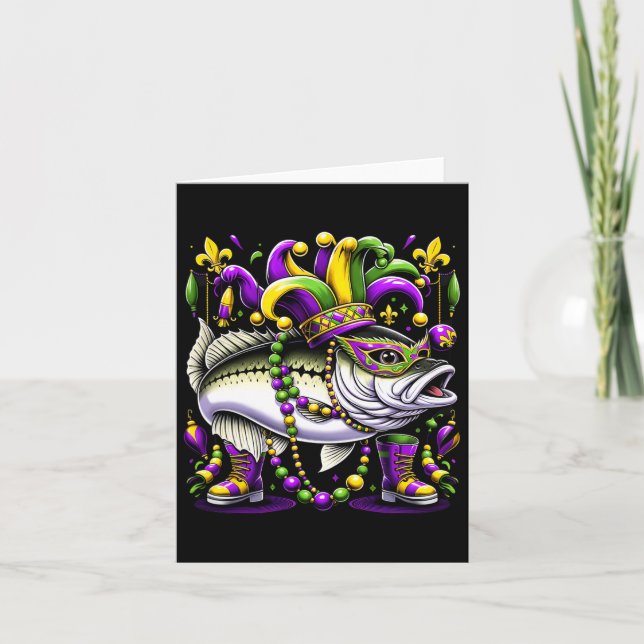 Mardi Gras White Byb Fish  Card (Front)