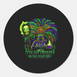 Mardi Gras Witch Doctor Conjure Hexe For Men Women Classic Round Sticker