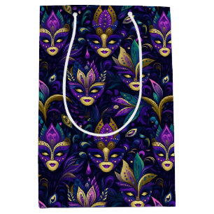 Mardi Gras with golden yellow masks Medium Gift Bag