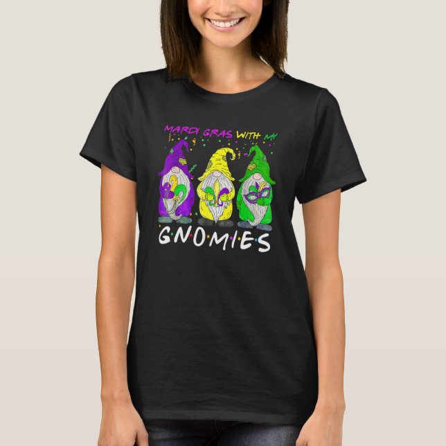 Mardi Gras With My Gnomies Three Gnome Costume Gif T-Shirt (Front)