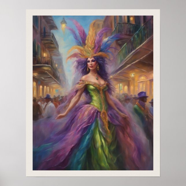 Mardi Gras Woman Costume New Orleans Poster (Front)