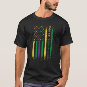 Mardi Gras Women Men Happy Mardi Gras American Fla T-Shirt