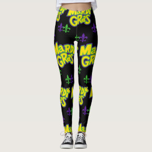 Mardi Gras  Words Leggings
