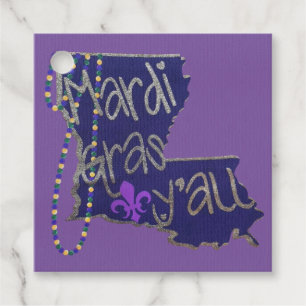 Mardi Gras Y’all Louisiana State Beads Favour Tags
