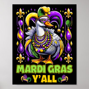 Mardi Gras Y'all Duck Fleur-de-lis Parade Carnival Poster