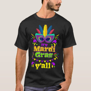 Mardi Gras Y'all Galveston Fun Cute Beads and Mask T-Shirt